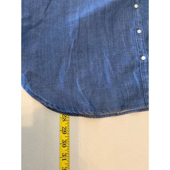 Loft Chambray Button-Down Shirt Blue Long Sleeve Lightweight XL - Picture 8 of 13